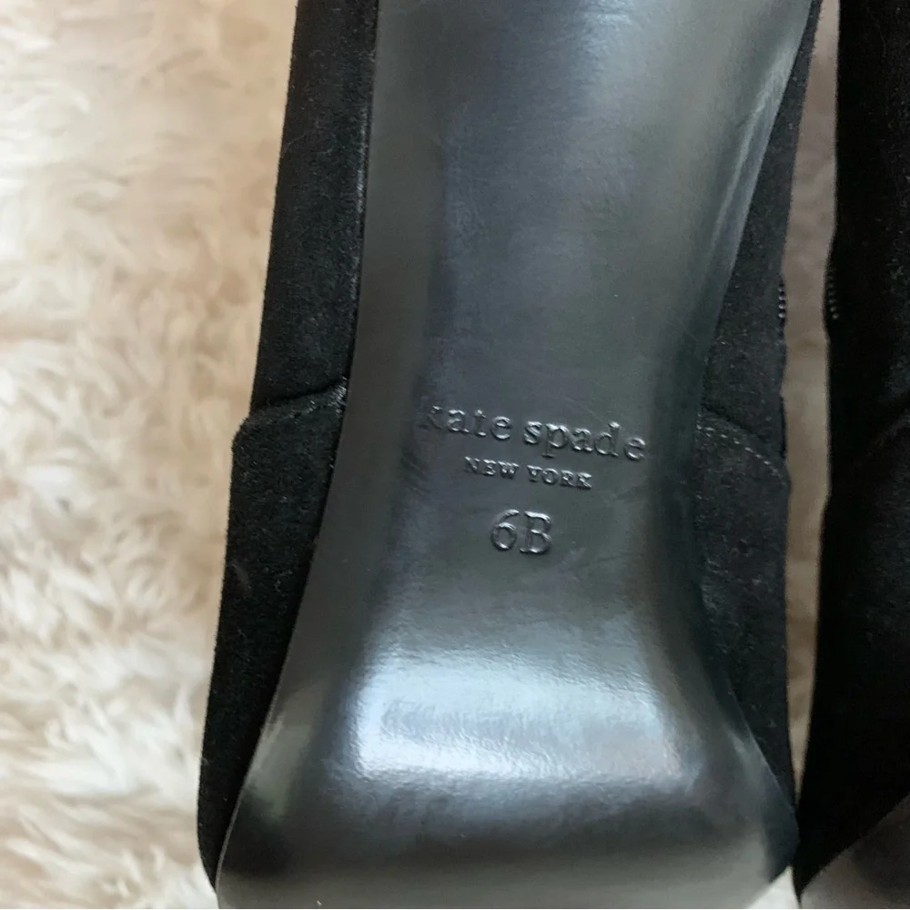 Kate Spade Vikki Black Suede Pointed Toe Booties Ankle Boots 6B